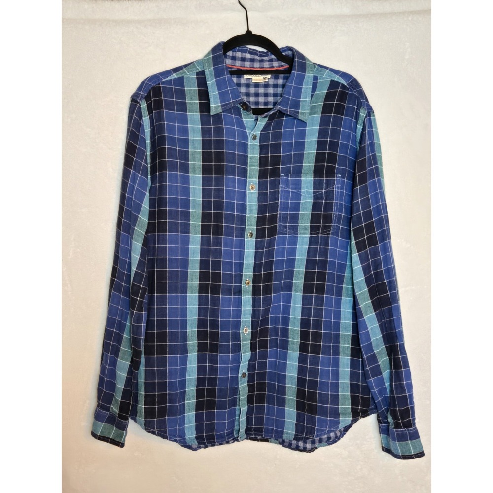 Carbon 2 Cobolt Mens Blue Medium Plaid Button‎ Down Shirt Long Sleeve